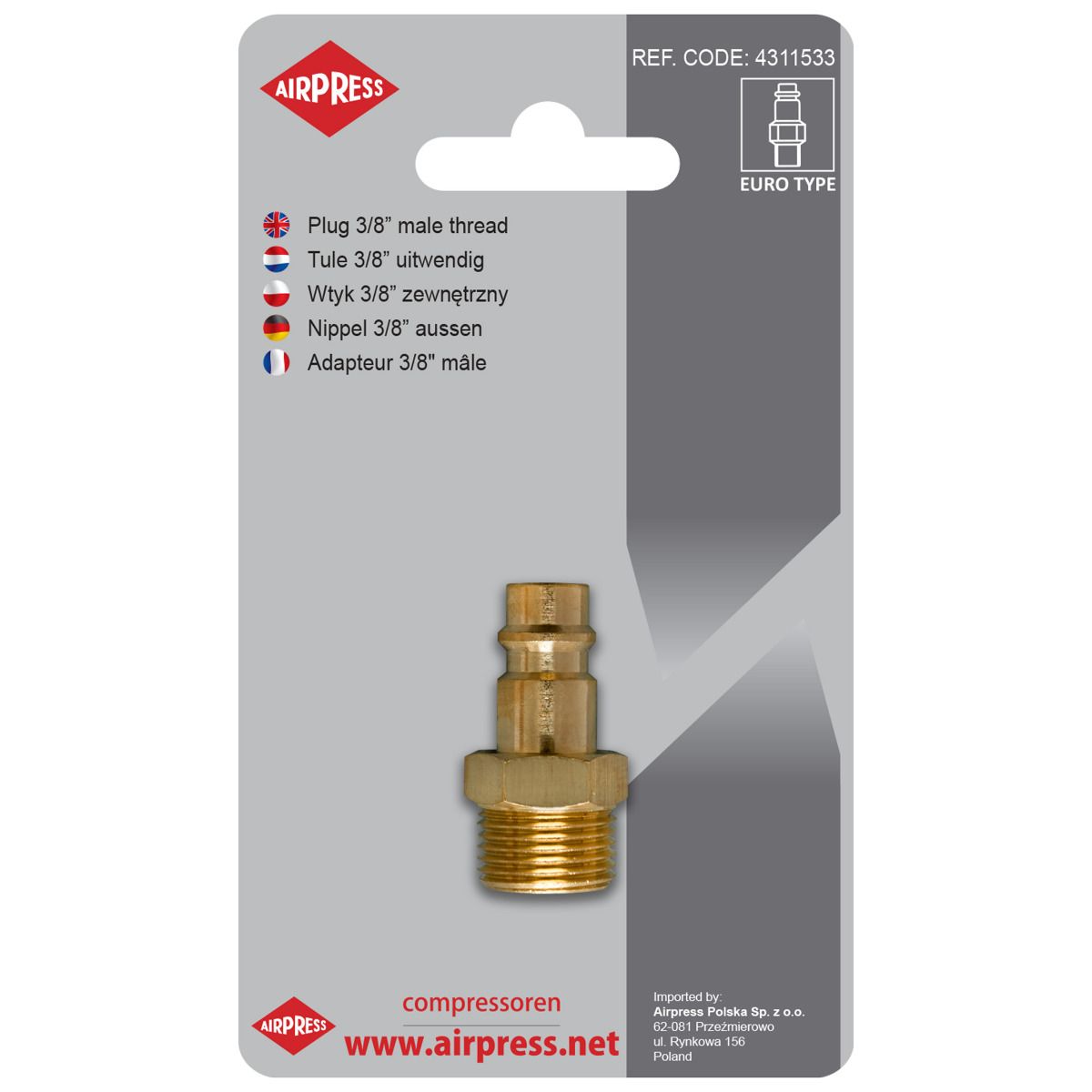Zástrčka rychlospojky s 3/8'' vnějším závitem