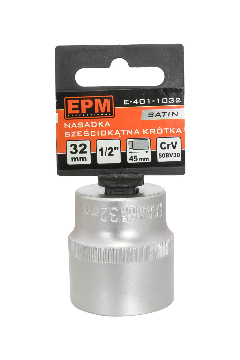 Short Socket 1/2'' 6-angle Satin 17mm