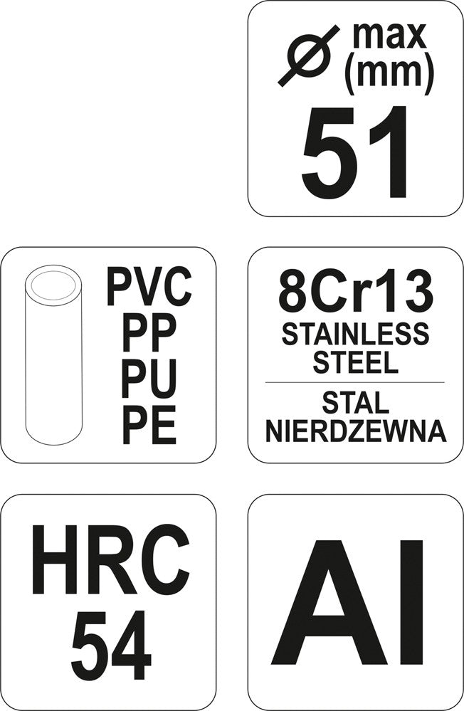 Coupe-tuyau en PVC maximum 51 mm