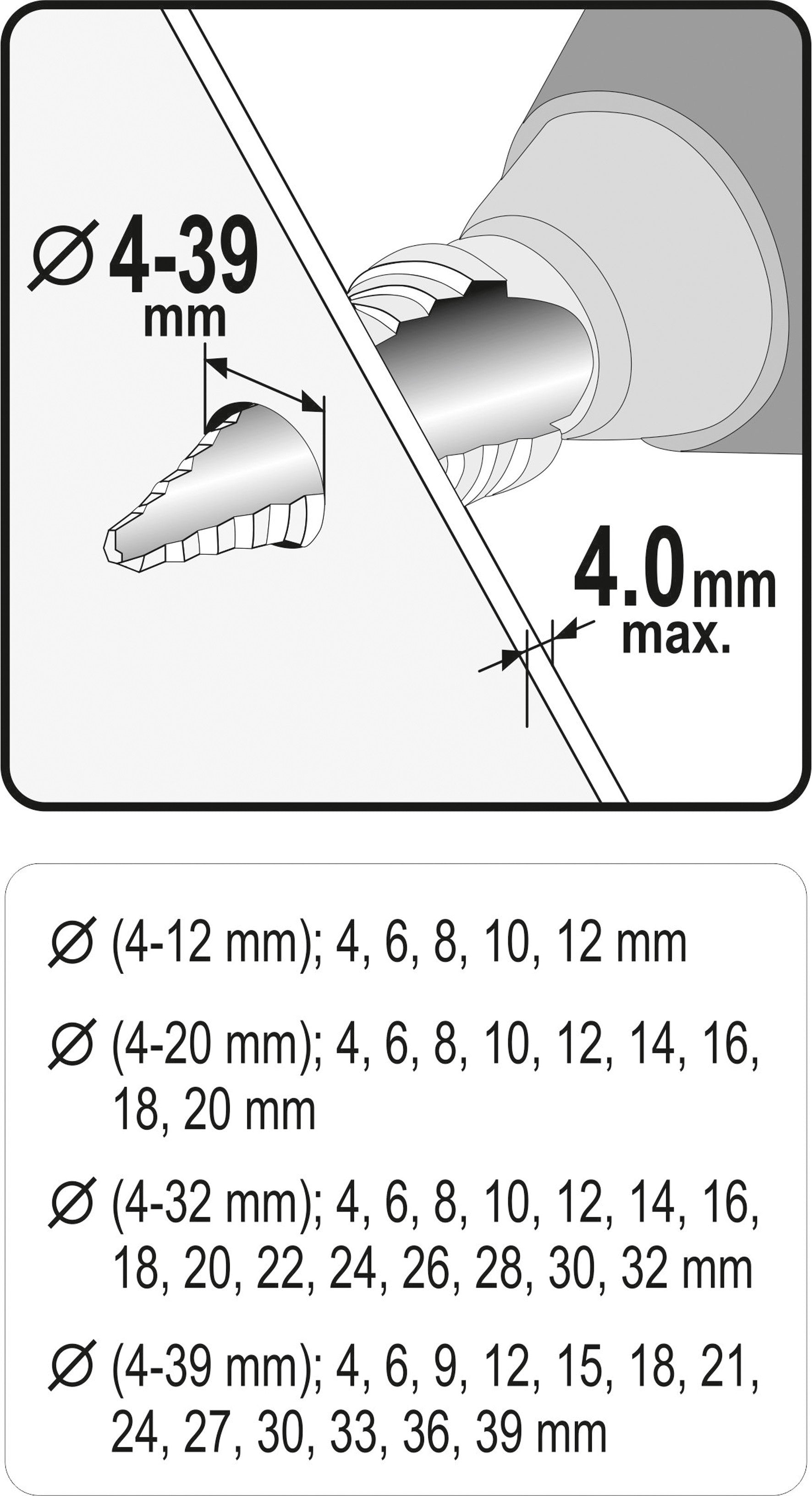 Set van 4 stappenboren