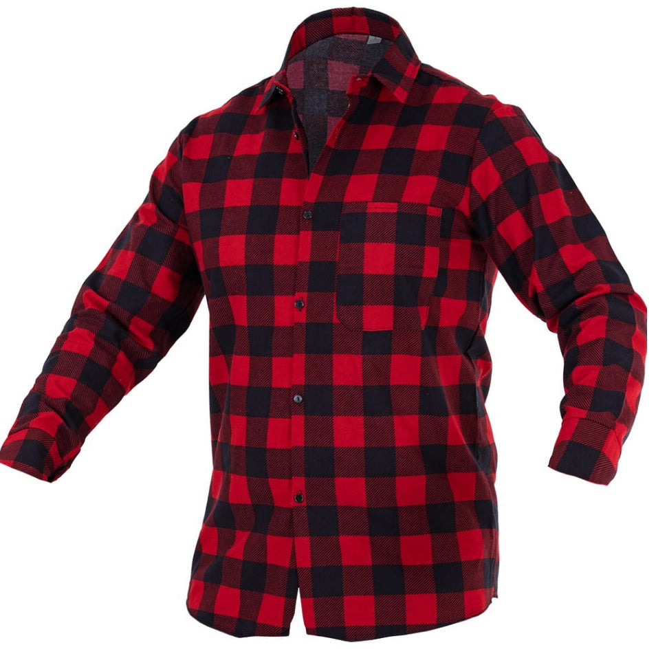 Rød flannelskjorte Polish Str. Xl