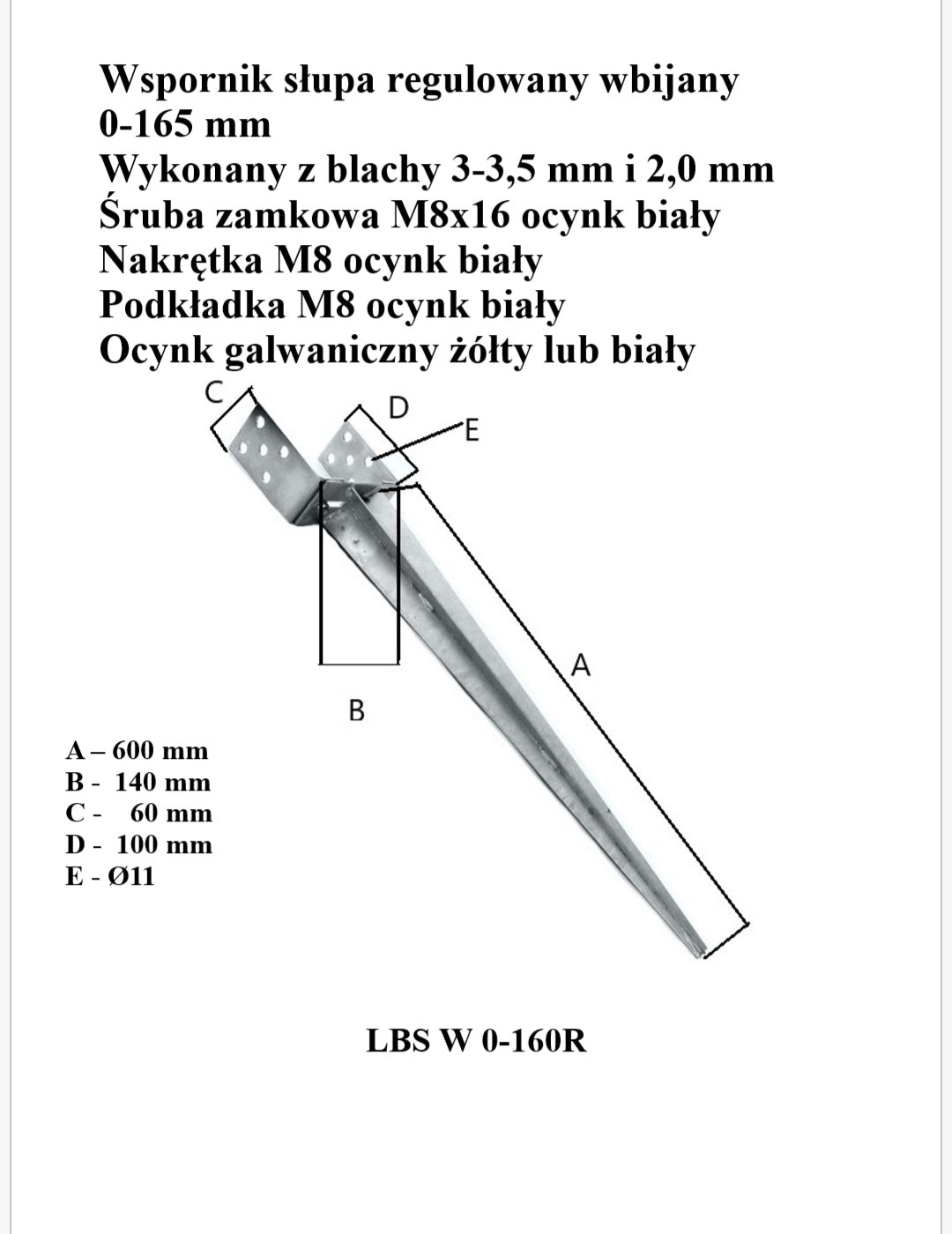 Adjustable Hitched Post Base 0-165*700 Mm