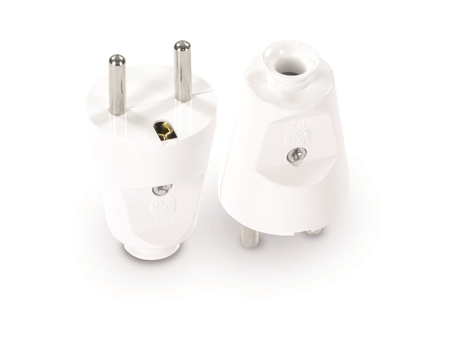 Rechte afneembare stekker 2p+z 16a 250v wit