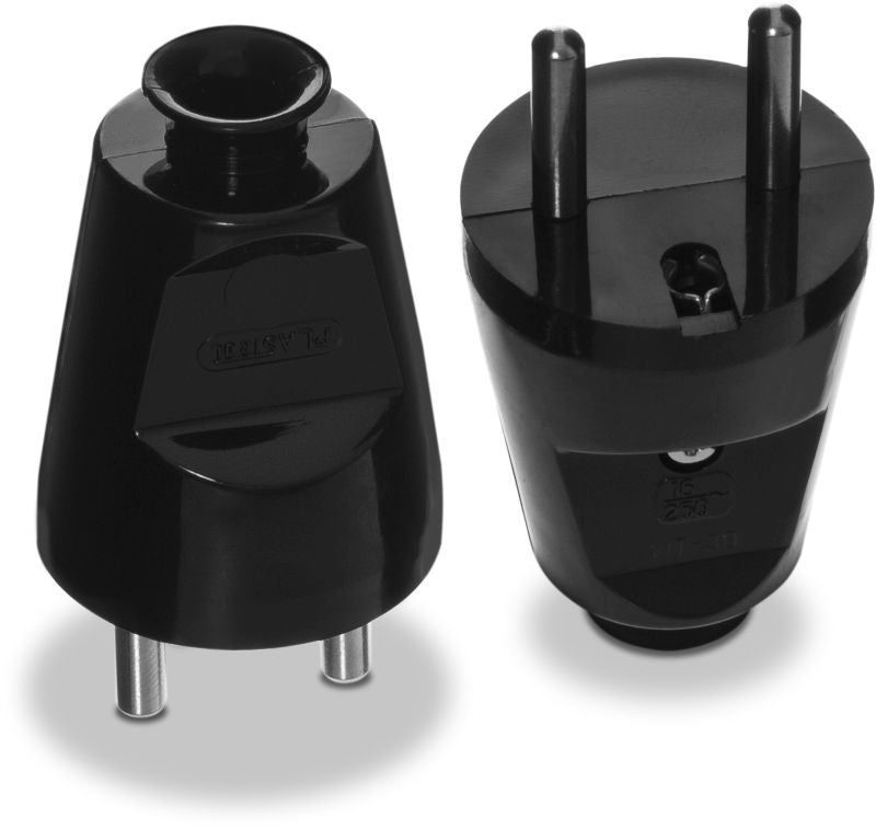 Gerader abnehmbarer Stecker 2p+z 16a 250v Schwarz
