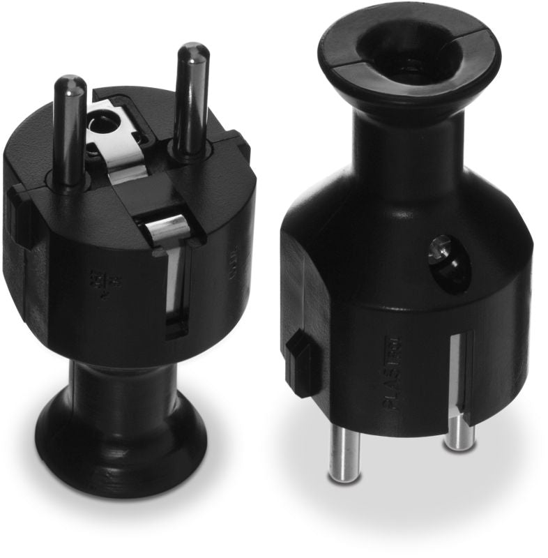 Egyenes Uni-schuko dugó 2p+z 16a 250v Fekete