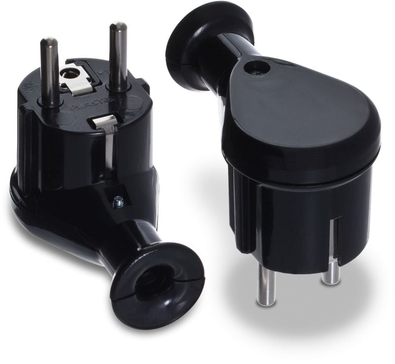 Wtyczka kątowa Uni-schuko 2p+z 16a 250v czarna