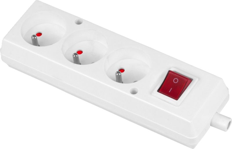 Presa Tripla + Interruttore 16a 250v Staccabile Con/con Bianco