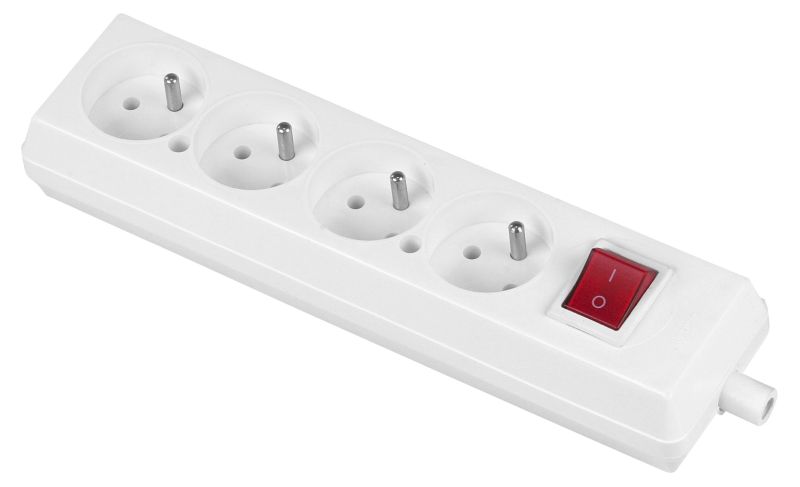 Presa Quadrupla + Interruttore 16a 250v Staccabile Con/con Bianco