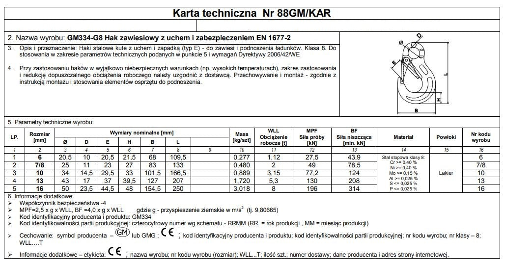 Anschlaghaken mit Öse und Sicherheitsverschluss G8 10 mm Tragfähigkeit 3,15 t