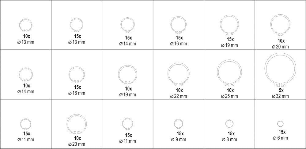 Set Anelli Seger Esterni E Interni 225 Pz
