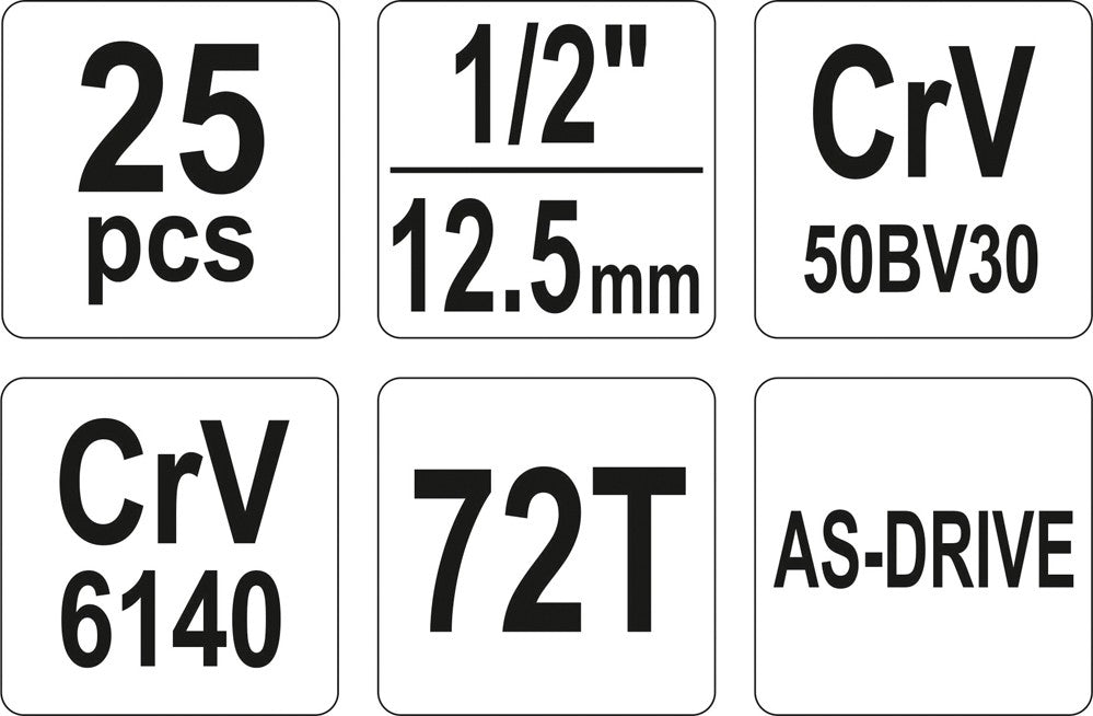 Set Attrezzi 1/2'' 25 Pezzi L