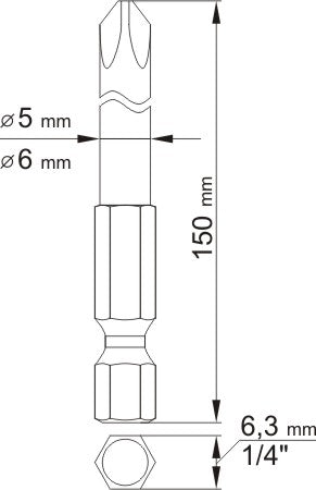 Bit tengelyvég 2db hosszú kereszt Ph1*150 Ph2*150