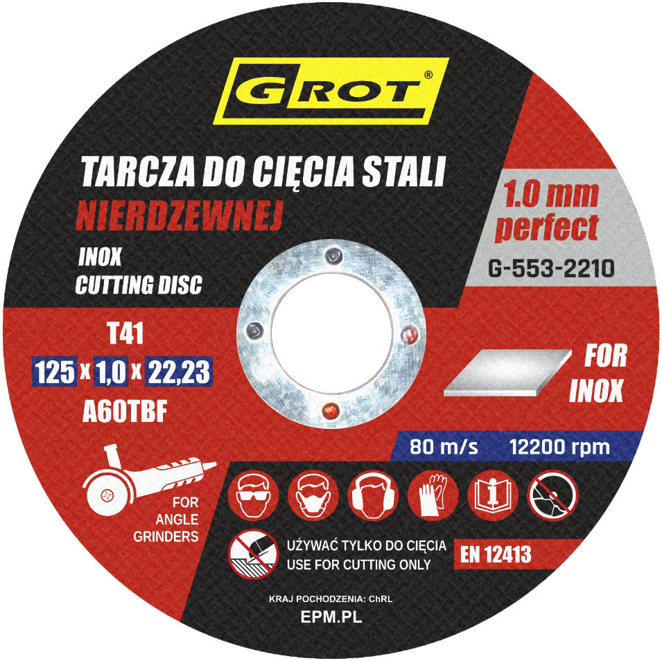 Flat Inox Disc T1a 125*1.0*22 Set med 10