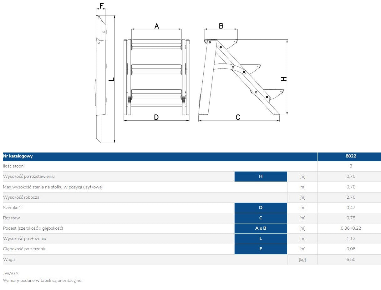 Folding Stairs 70cm 3 Steps
