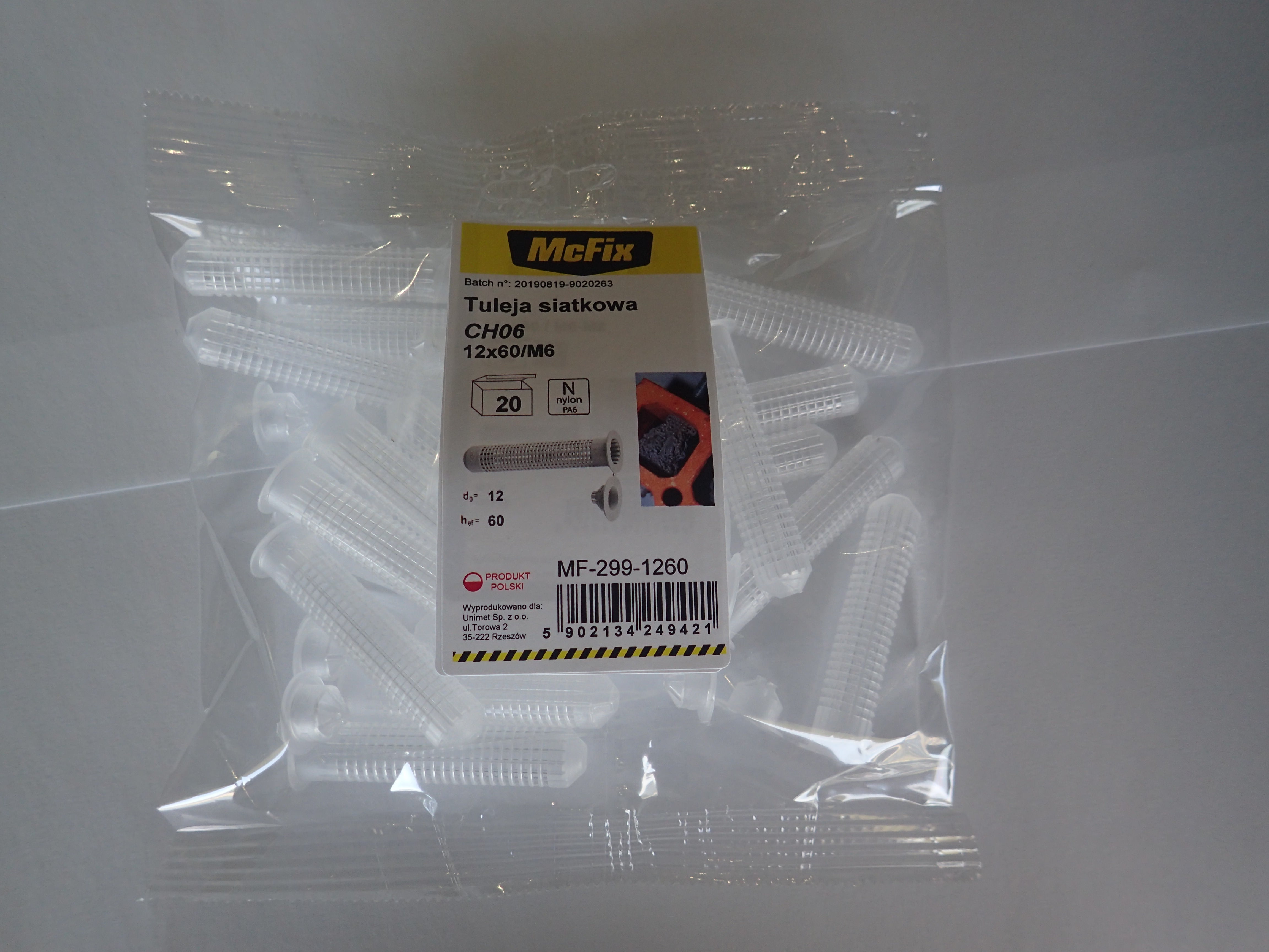 Plastikowy rękaw siatkowy do żywic 12*60mm 20szt