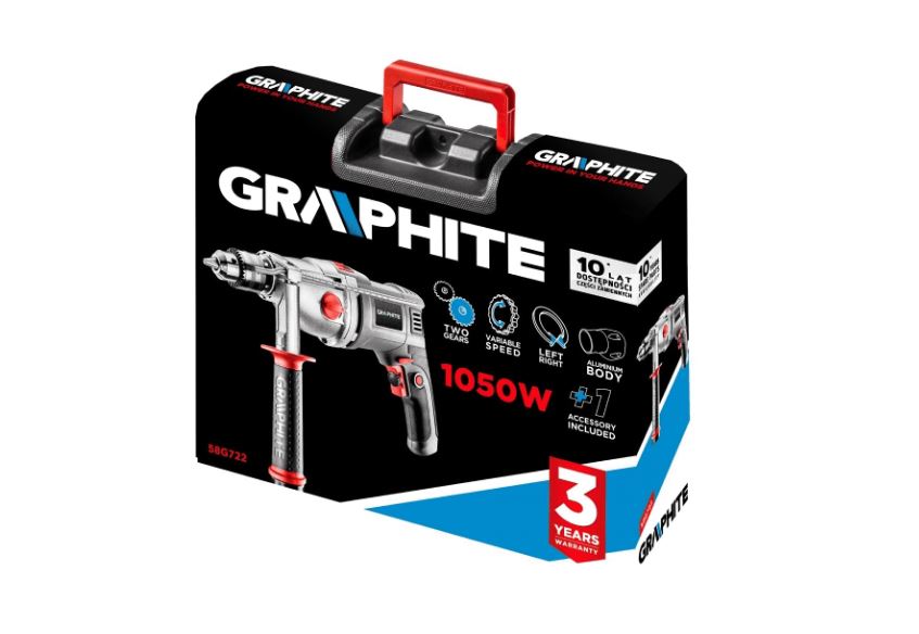 Taladro de impacto 1050w Portabrocas con llave de 13 mm 0-3000 Rpm