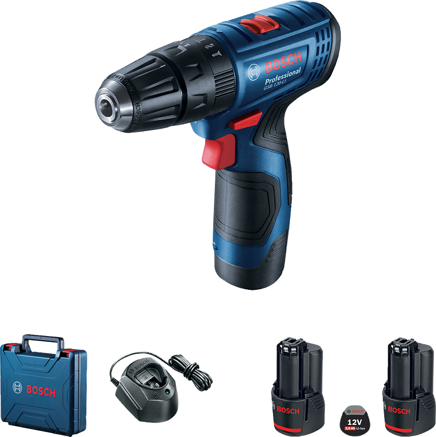 Trapano avvitatore a percussione a batteria Gsb 120-li 2*2.0ah