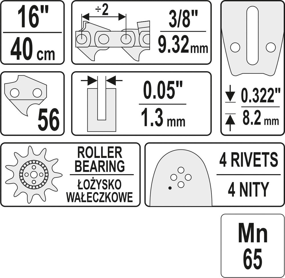 Guía de cadena para sierras de 16'' 3/8''p