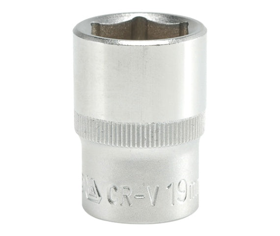 Krátka zásuvka 6-bodová chrómová 1/2'' 19mm