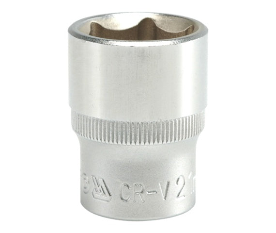 Kort 6-punkts Chrome Socket 1/2'' 21mm