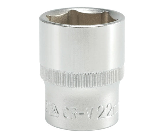 Kort sockel 6-punkts krom 1/2'' 22mm