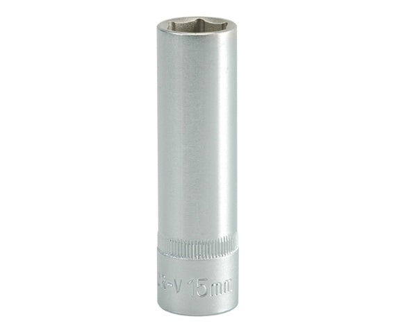 Långt uttag 6-punkts krom 1/2'' 15mm