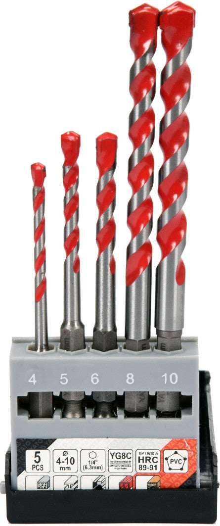 Set de 5 burghie universale 4-10 mm Hex