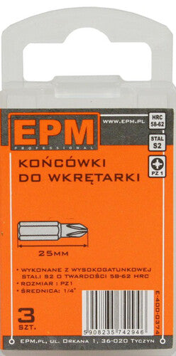 Ponta de chave de fenda 25mm 3pcs Pz1