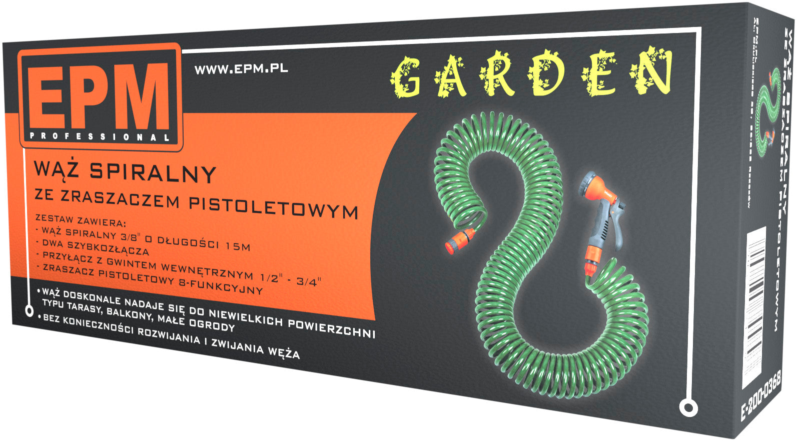 Spiráltömlő 15 m-es csatlakozó + pisztoly