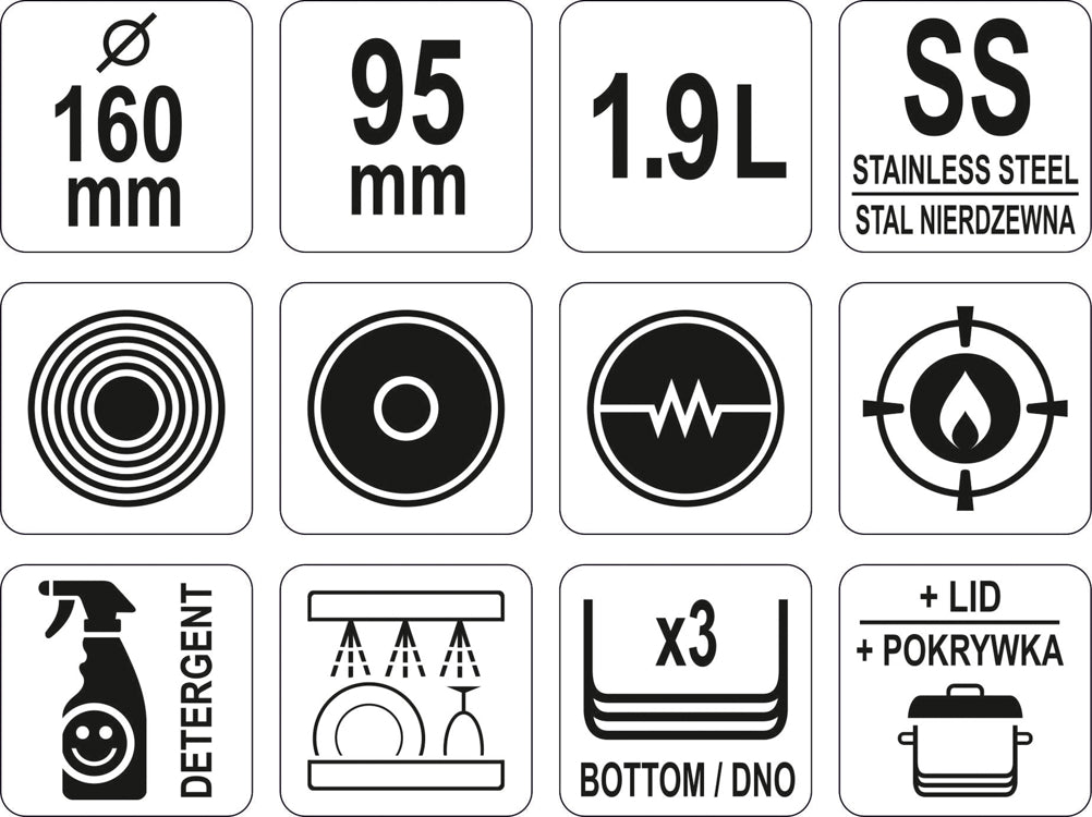 Nerezová omáčka s poklicí 16x9,5cm 1,9l.