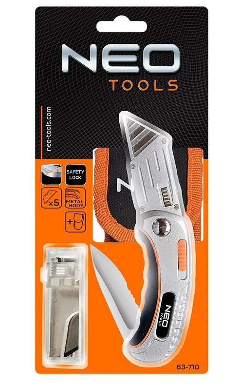 Utility Knife Folding Trap Blade + 5 Blades Nylon Case