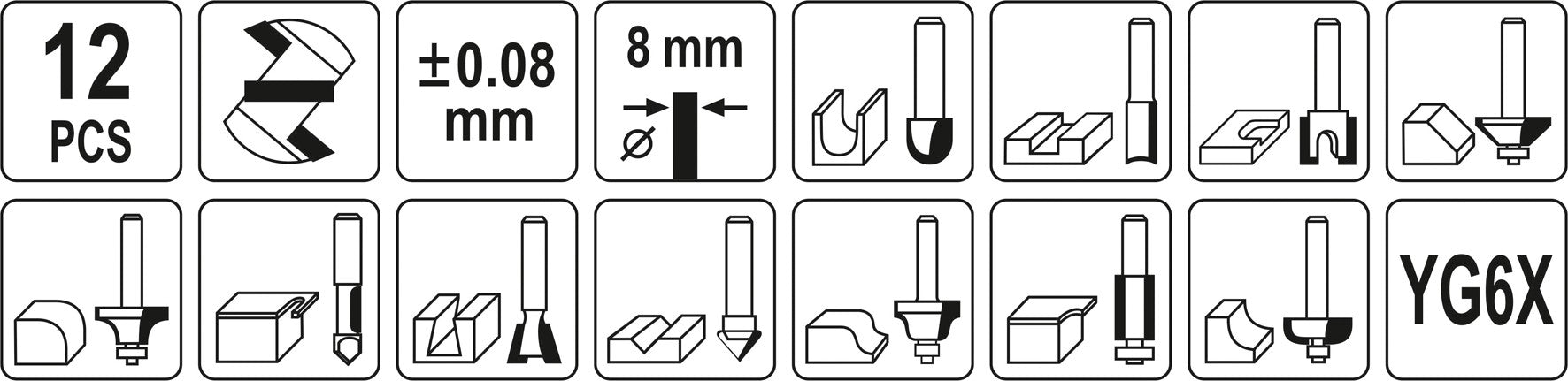 Widia Cutter Set For Wood 12 Pieces