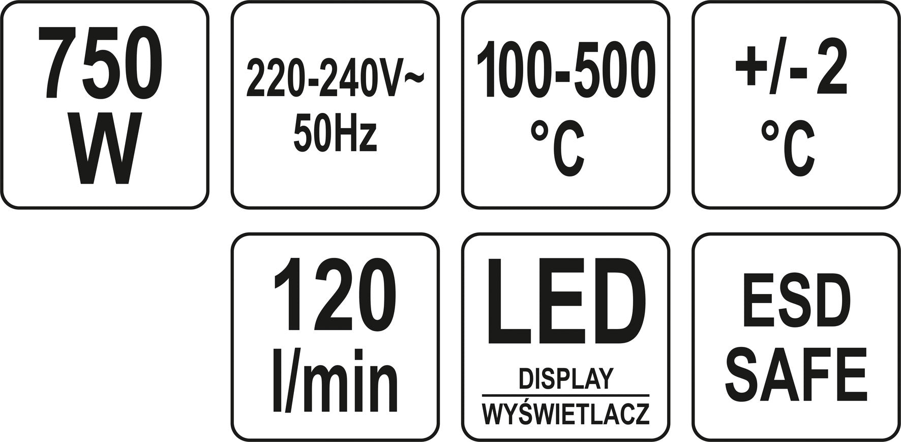 750W horkovzdušná pájecí stanice s LED displejem