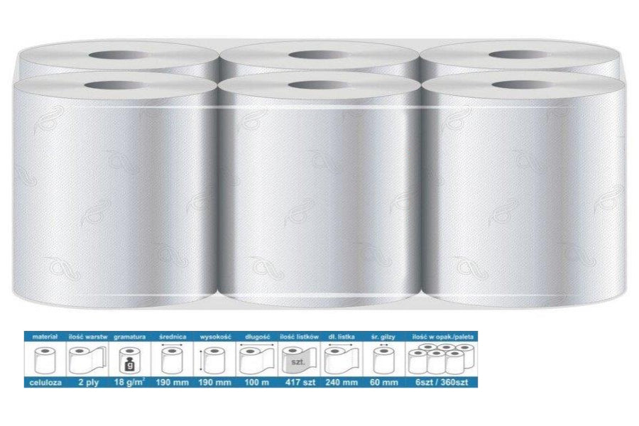 Maxi Papel Toalha 100% Celulose 100m/19cm Pacote De 6