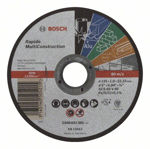 Rapido Multiconstruction Schijf 125*1.0 Recht