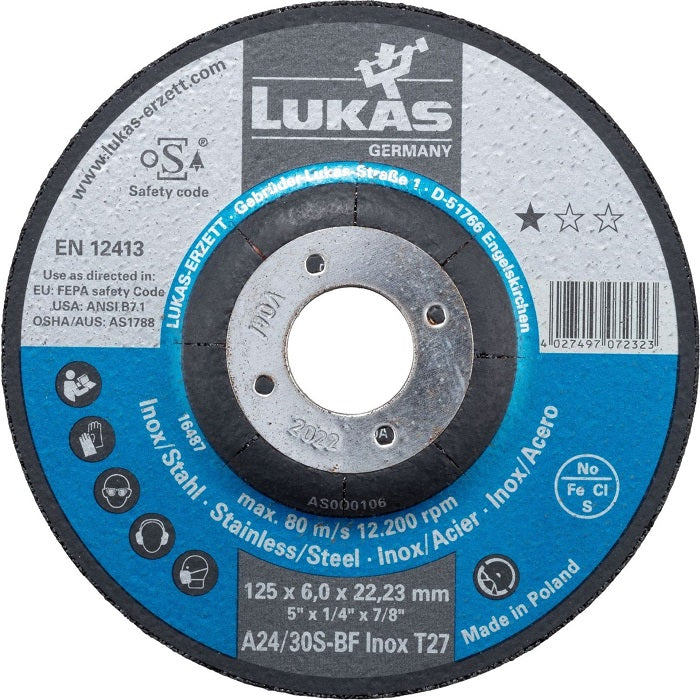 Convex Disc T27 125*6.0*22 A24/30s-bf Inox Premiumflex
