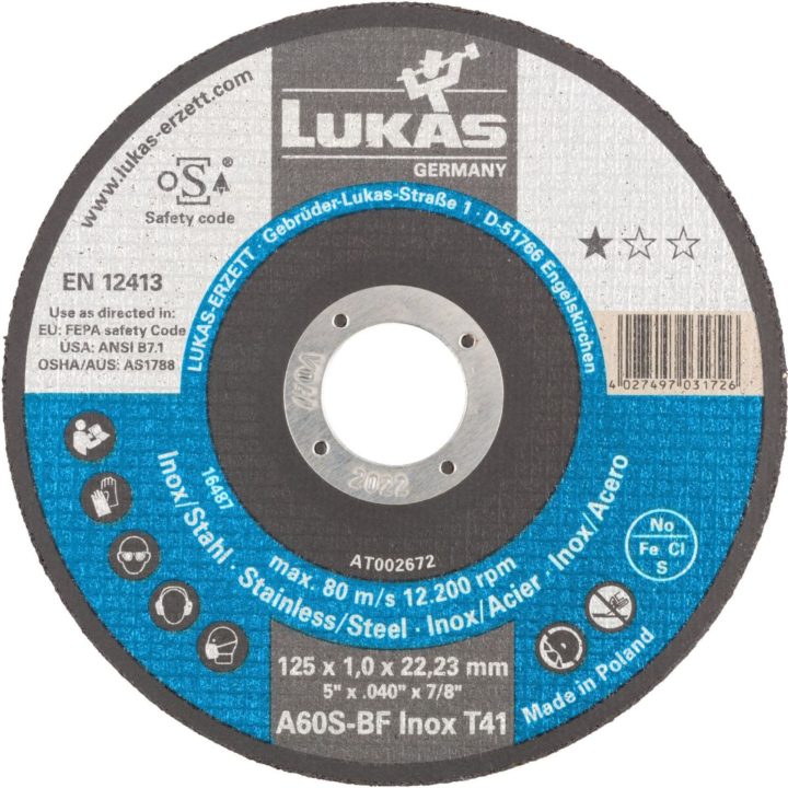 Tarcza płaska T1a 125*1,0*22 A60s-bf Inox Premiumflex