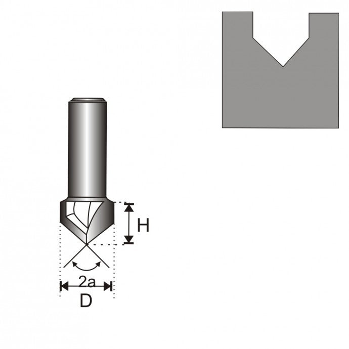 V-drážkovacia fréza T8 D25.4 H25.4 A90st