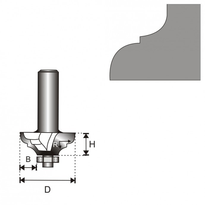 Classic Milling Cutter 2 With Bearing T12 D38.4 H17.5 R6.35 B12.7mm