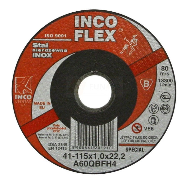 Płaski dysk Inox T1a 115*1,0*22