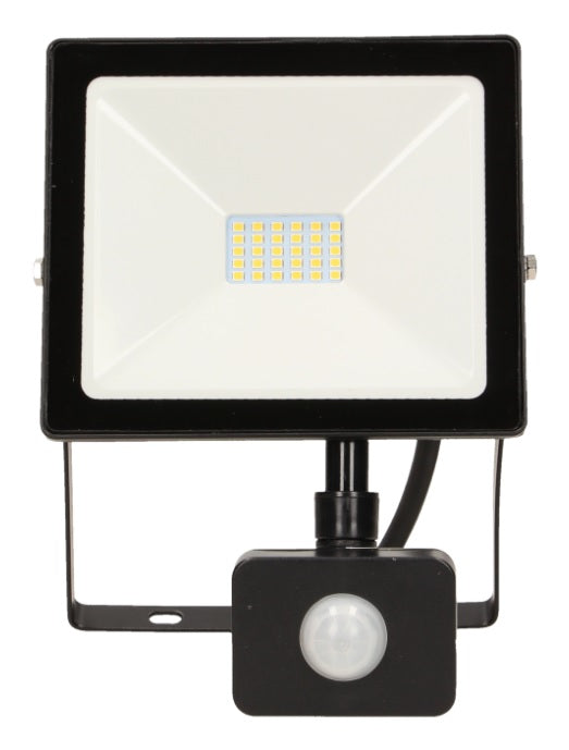 Projetor Led Com Pir 20w 1600lm Ip44 4000k Alu+vidro