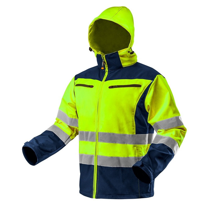 High Visibility Softshelljacka med huva Gul M