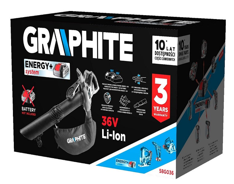 Soprador/aspirador de jardim a bateria Energy+ 36v 2 em 1