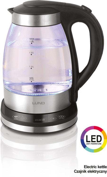Elektromos üveg vízforraló 1,8l. Hőmérséklet szabályozás