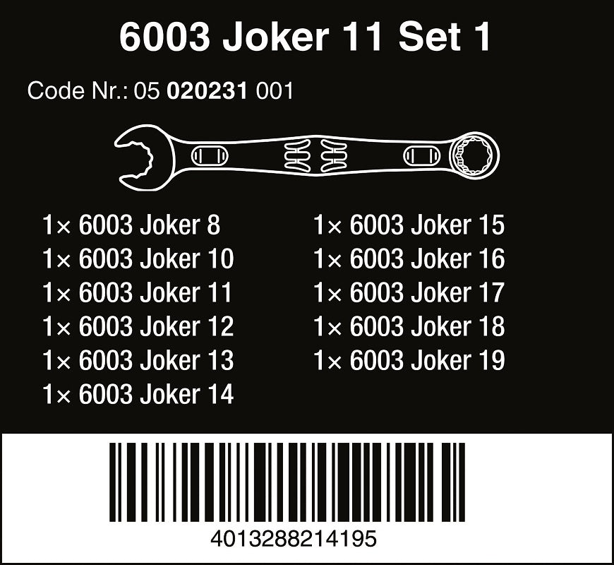 Conjunto de chave combinada 6003 Joker 11 unid.
