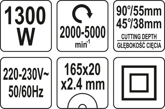 1300 W 165 mm invalzaag