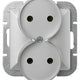 Pearl Double Socket P/t B/u Silver