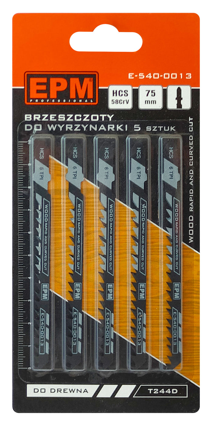 Sticksågsblad 74mm 6tpi Trä T244d 5 st
