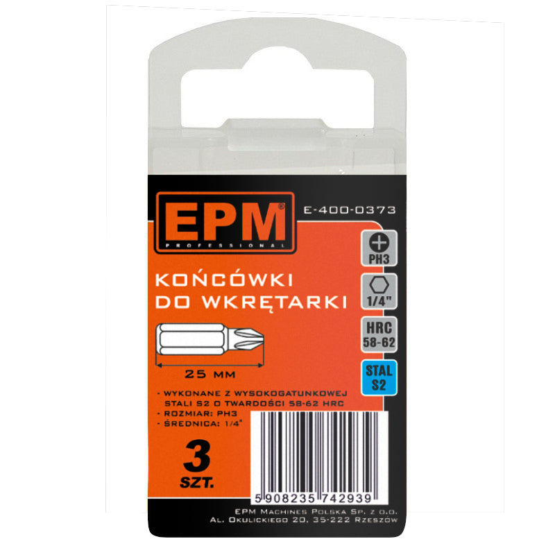 Ponta de chave de fenda 25mm 3pcs Ph3