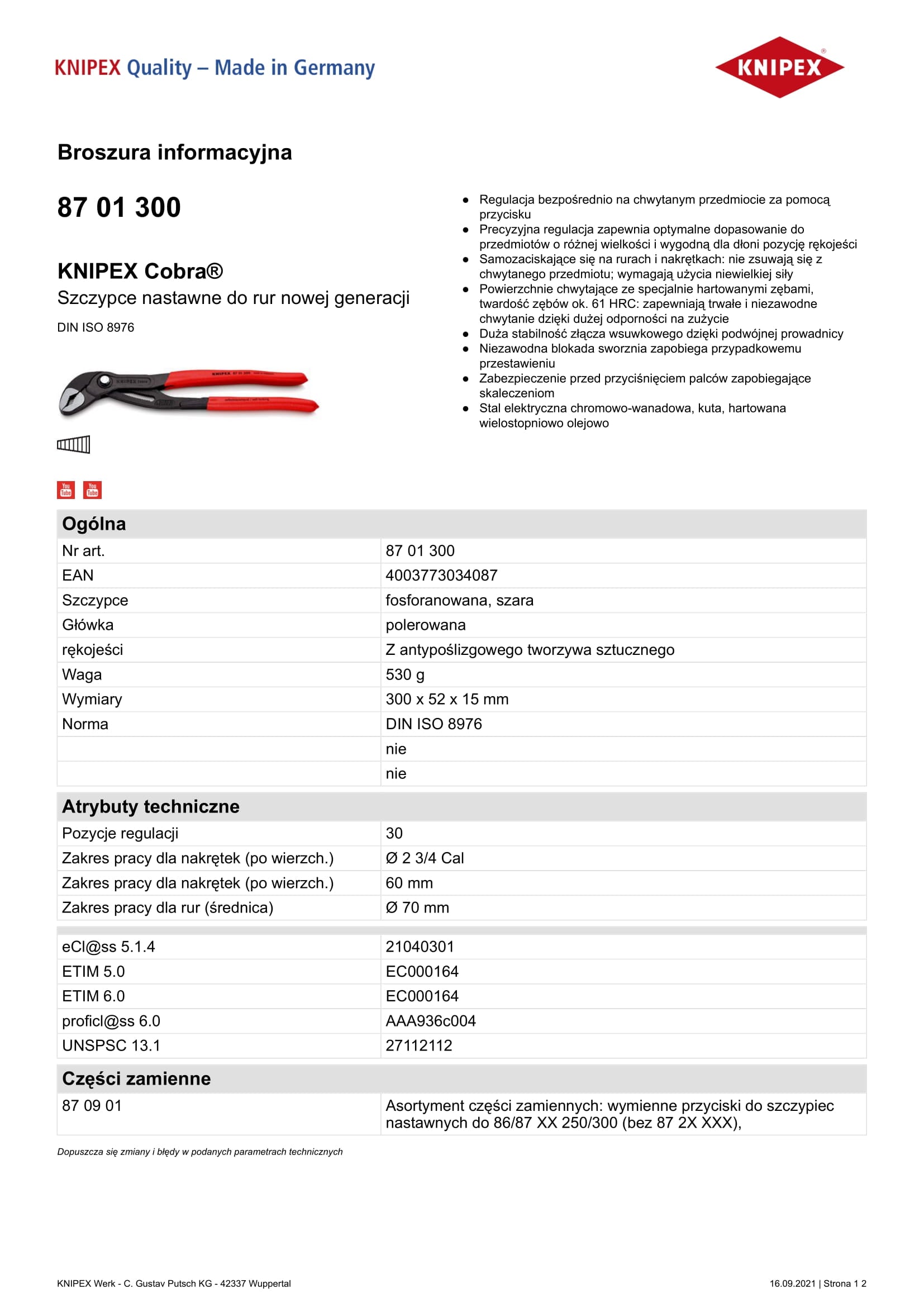 Cobra csőfogó 300mm